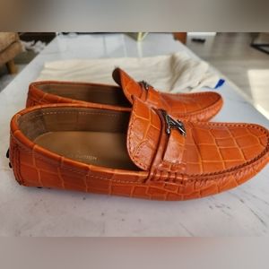 Men's LV crocodile pattern leather driving mocs